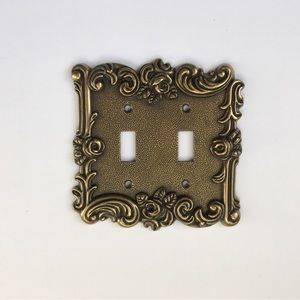 AmerTac Metal Roses Floral Ornate 2-Gang Switch Plate Wall Cover